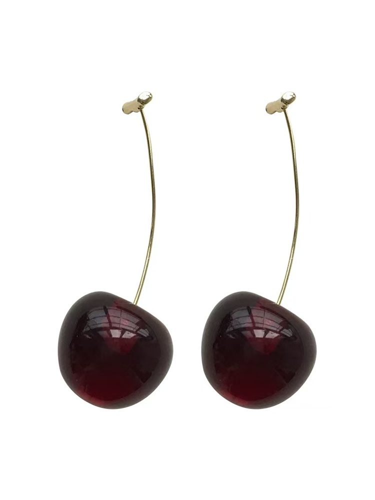 Red Small Cherry Fruit Studs & Clip-On Earrings (No Piercing Required) Women ...
