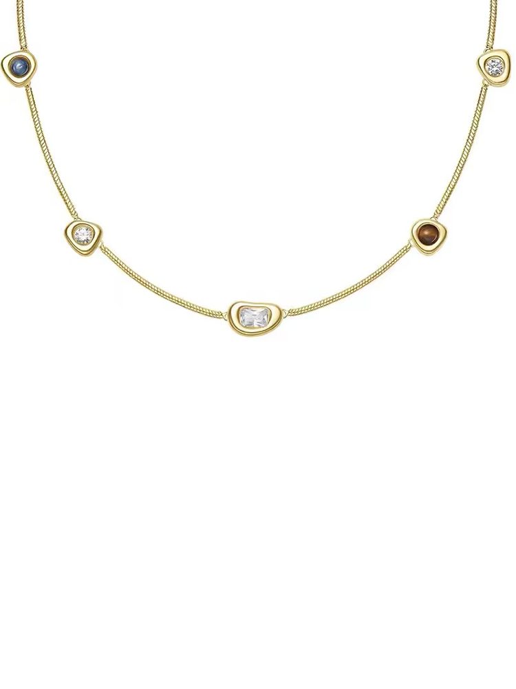 Gold Butter Bread Layered Necklace