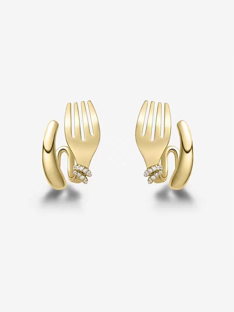 Gold Fork Earrings – Unique Creative Design Ear Cuff