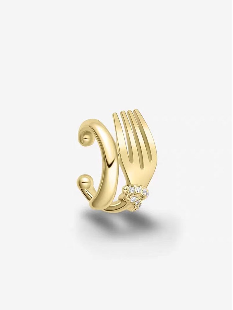 Gold Fork Earrings – Unique Creative Design Ear Cuff