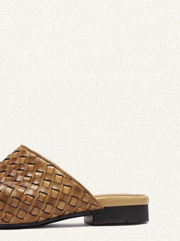 Luxury Handmade Woven Leather Open-Toe Slip-On Sandals Shoes