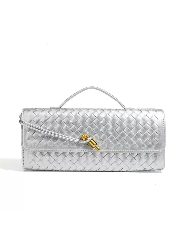 Woven Top-Handle Chain Evening Bag