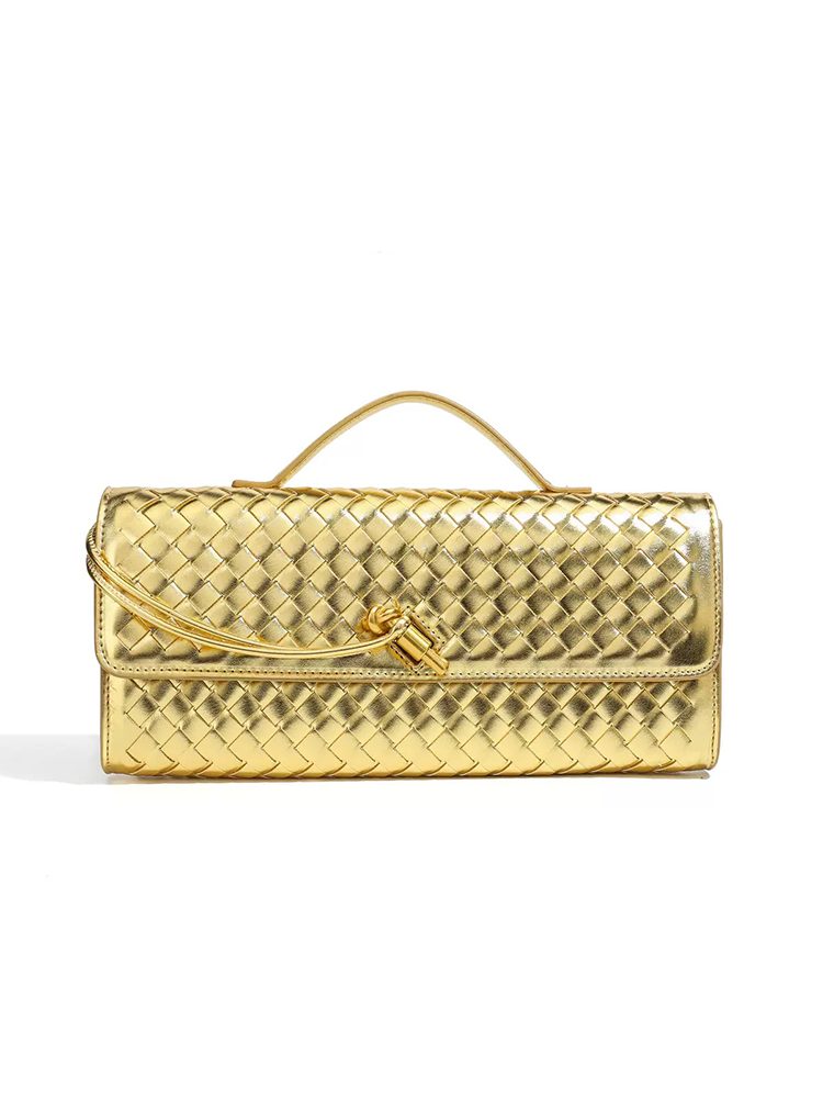 Woven Top-Handle Chain Evening Bag