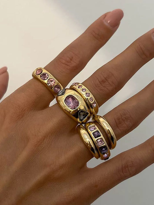 6-Piece Ring Set | Ring Box Mix Color Stainless Steel Ring