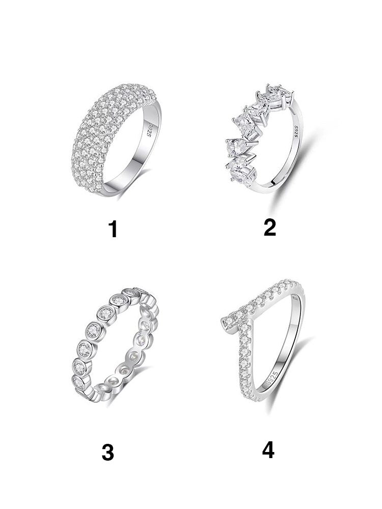 4-Piece Ring Set | Ring Box 925 Sterling Silver Ring Set with moissanite | High Quality