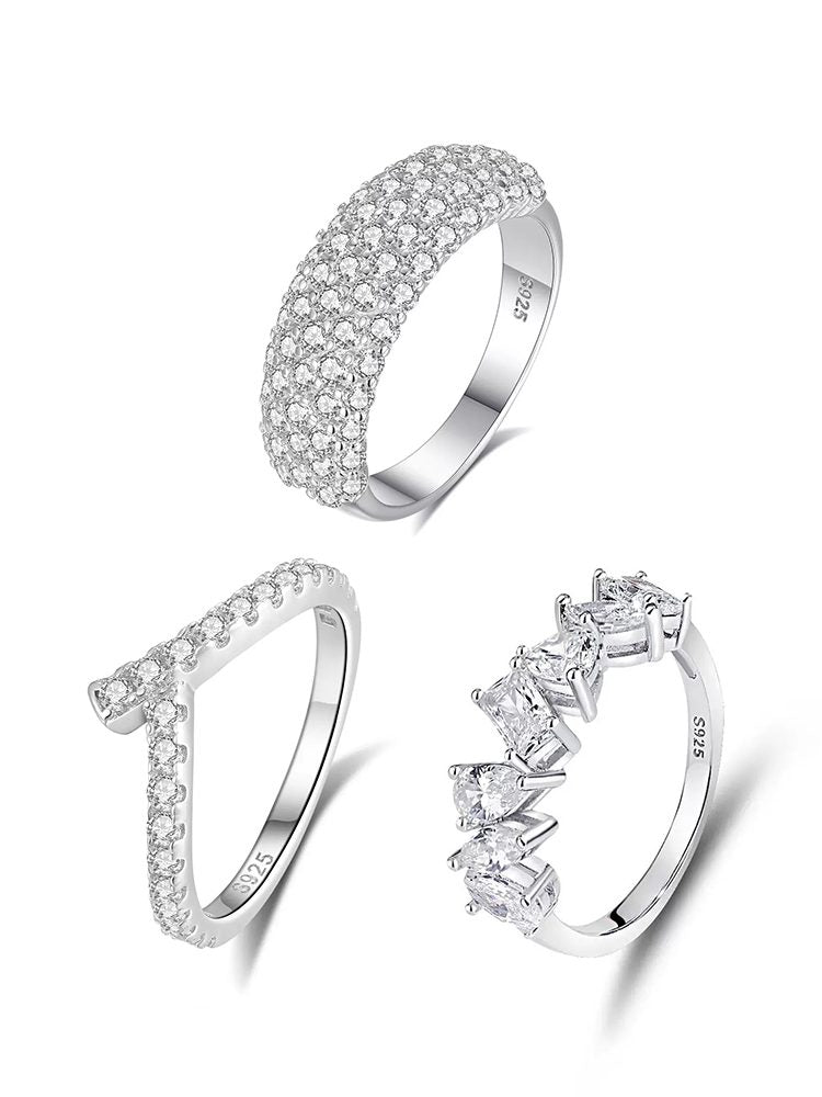 4-Piece Ring Set | Ring Box 925 Sterling Silver Ring Set with moissanite | High Quality