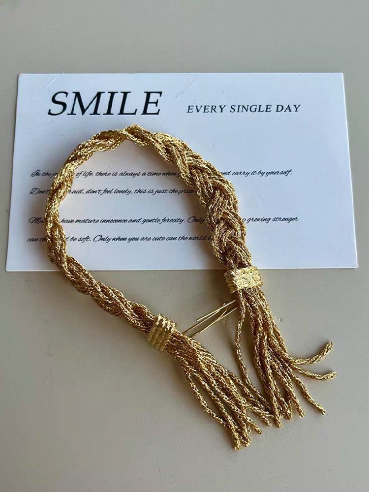 Handwoven Coppe 18k Gold Plated Tassel Bracelet