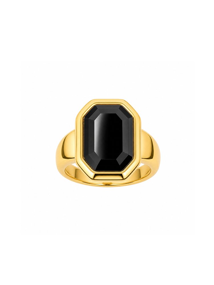 Square Cubic Zirconia Ring, 18K Gold Plated Stainless Steel Fashion Ring, Geometric Statement Jewelry