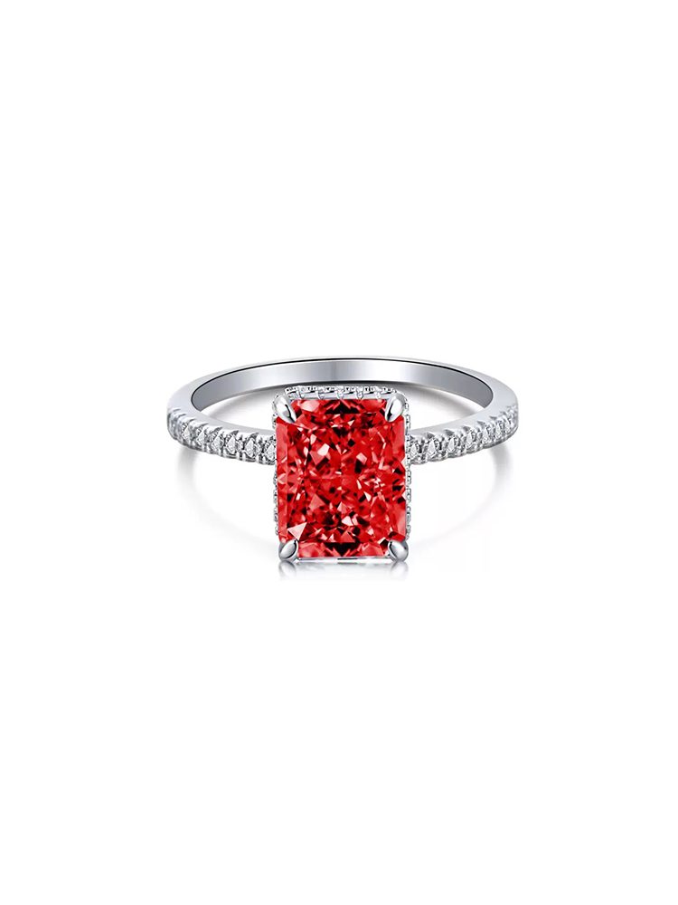 Luxury Green Square-Cut High Carbon Cubic Zirconia Ring, Vintage Glam Statement Jewelry