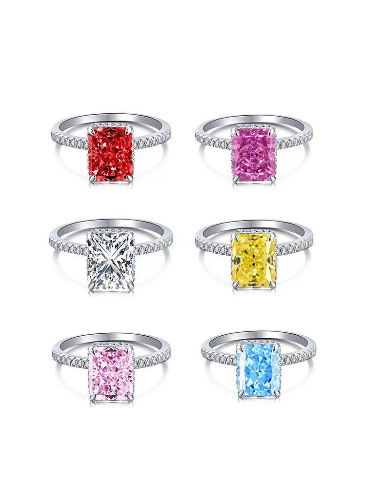 Luxury Green Square-Cut High Carbon Cubic Zirconia Ring, Vintage Glam Statement Jewelry