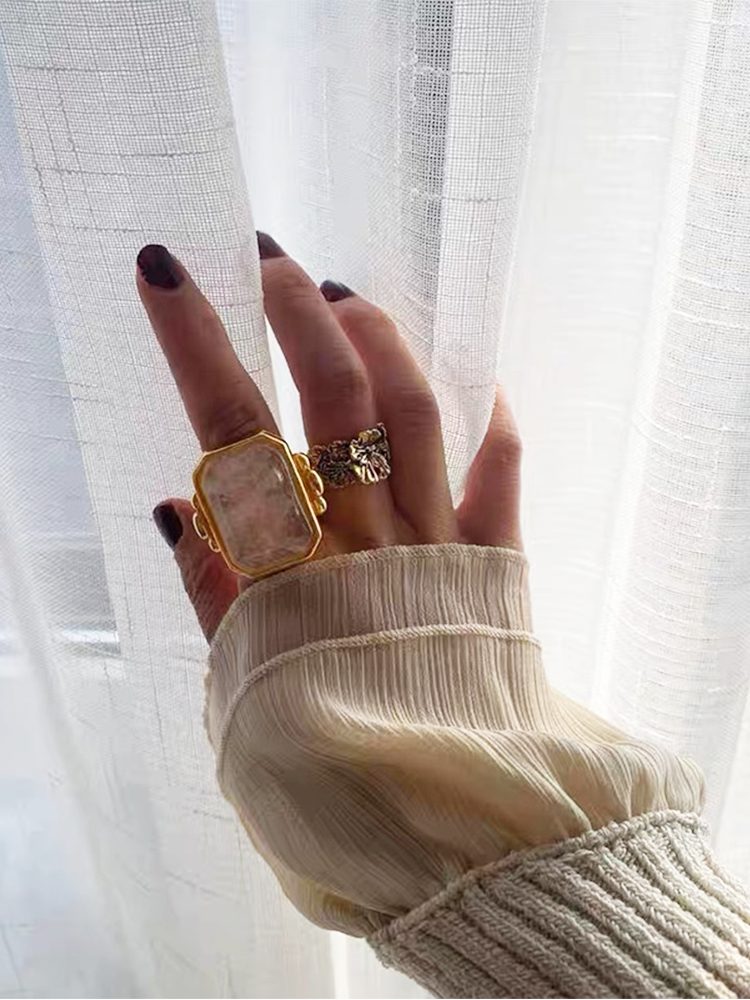 Oversized Crystal Sugar Cube Cut Ring, Geometric Statement Fashion Ring for Women