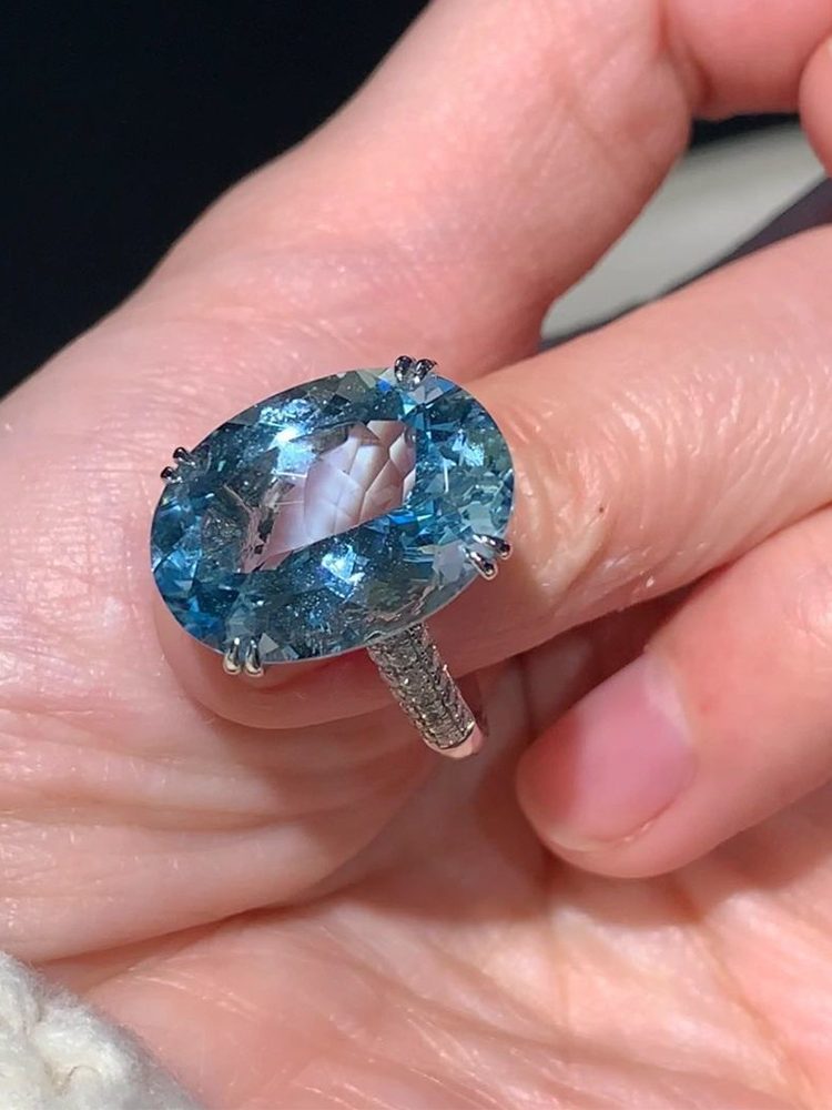 Blue Teardrop Gem Ring, Adjustable Statement Cocktail Ring, Luxury-Inspired Fashion Ring for Women