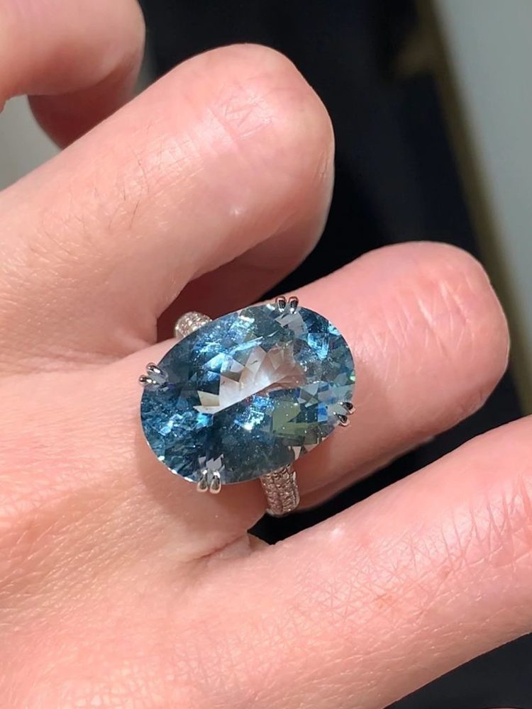 Blue Teardrop Gem Ring, Adjustable Statement Cocktail Ring, Luxury-Inspired Fashion Ring for Women