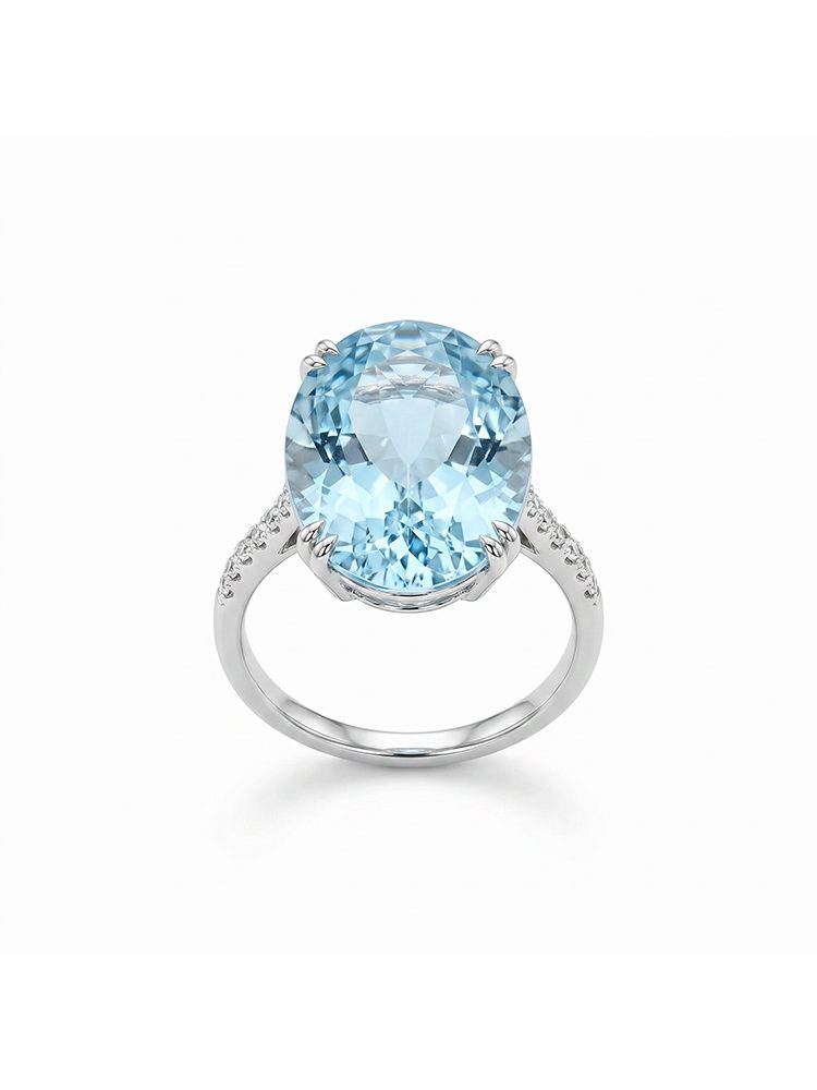 Blue Teardrop Gem Ring, Adjustable Statement Cocktail Ring, Luxury-Inspired Fashion Ring for Women