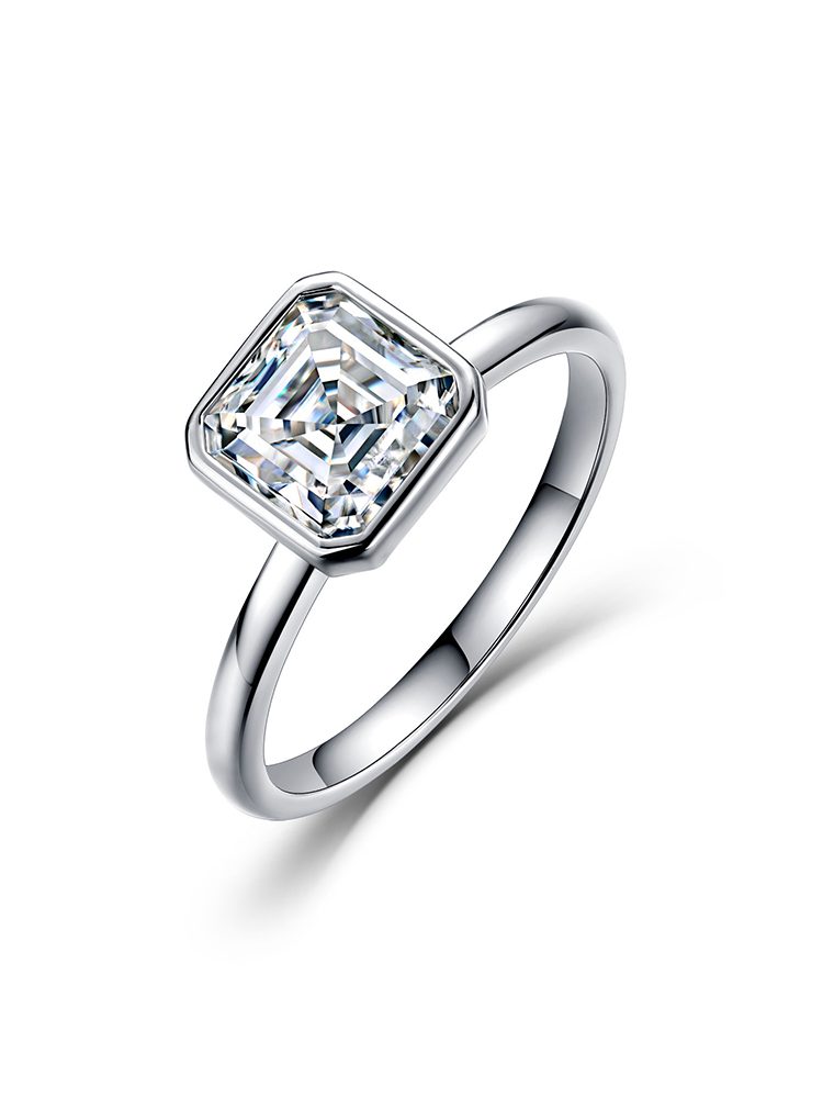 S925 Sterling Silver 18K Gold Plated Moissanite Ring, 2.5 Carat Round Cut Engagement Style Ring for Women