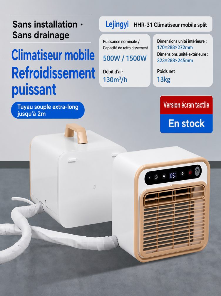 🔥Climatiseur mobile portable ultra-silencieux (petit 1 CV) | Réduction de bruit 40 dB | Split intérieur et extérieur