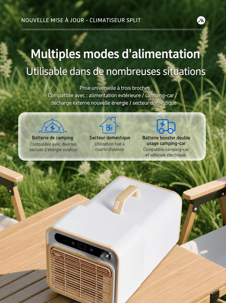 🔥Climatiseur mobile portable ultra-silencieux (petit 1 CV) | Réduction de bruit 40 dB | Split intérieur et extérieur