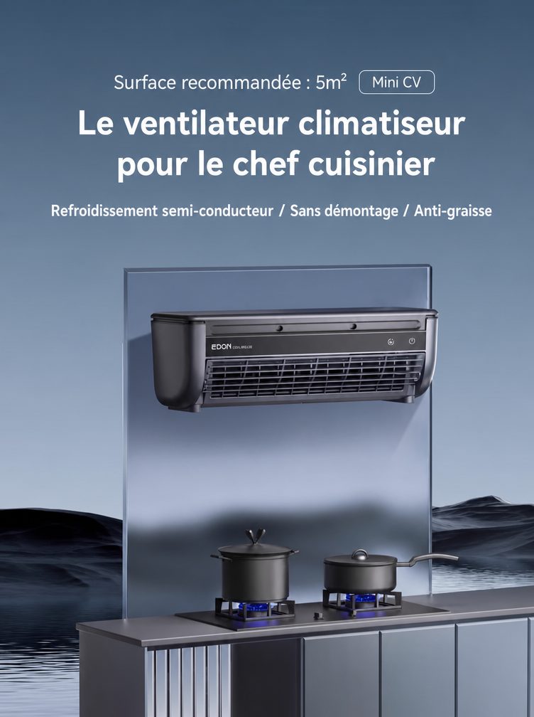 Refroidisseur d'air portable de cuisine avec refroidissement à semi-conducteurs | Livraison en 4 à 7 jours