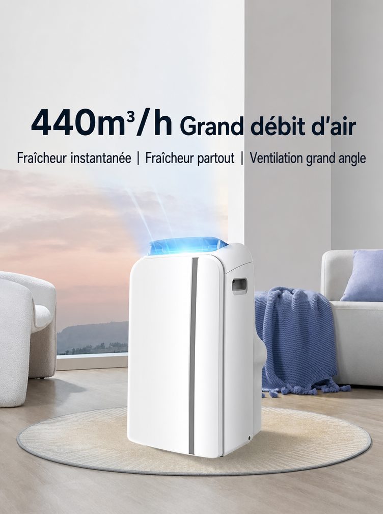 Delivery to France in 10-15 days | 18000 BTU Smart Portable Air Conditioner with Heat Pump – No Outdoor Unit Required