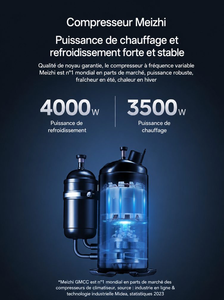Delivery to France in 10-15 days | 18000 BTU Smart Portable Air Conditioner with Heat Pump – No Outdoor Unit Required