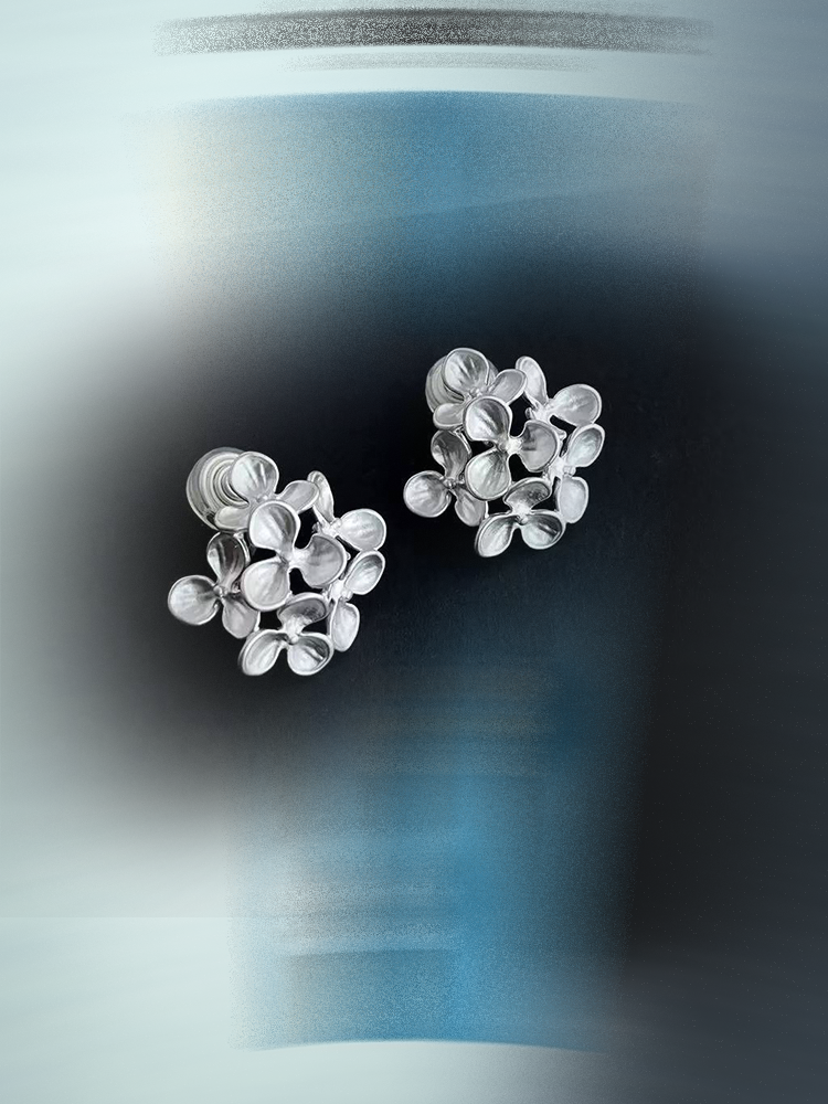 Silver Flower Clip-On Earrings
