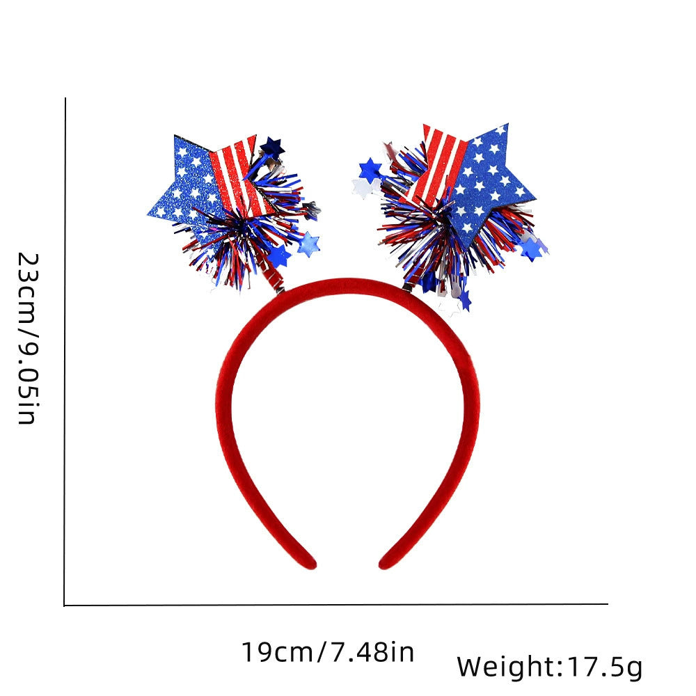 USA Patriotic Party Accessory Set - Flag Top Hat Headband Glasses & Necklace Kit for Independence Day Parades Celebrations and Events