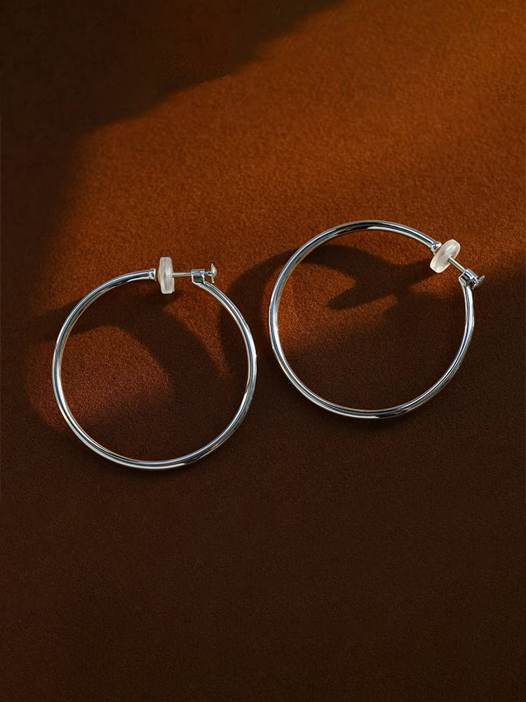 35mm Large Gold Plated Hoop Clip-On Earrings