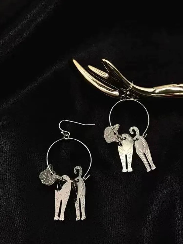 3D cat ear clip-on earrings Stud Dangle