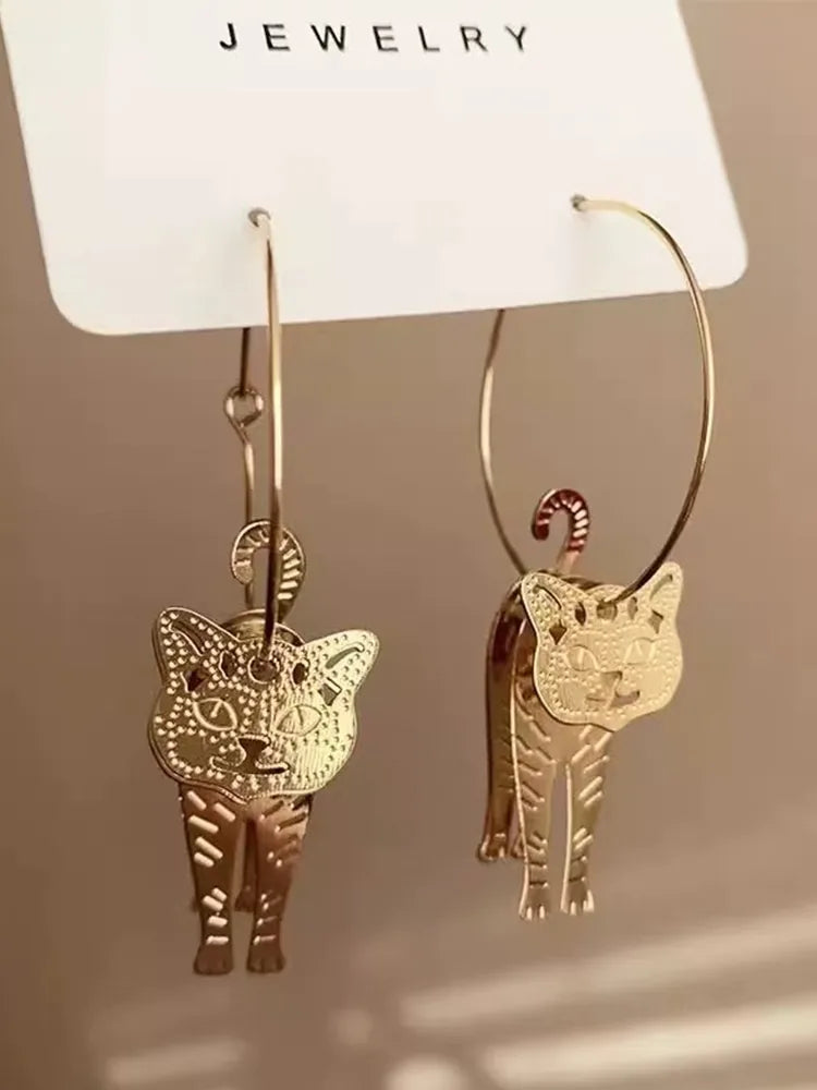 3D cat ear clip-on earrings Stud Dangle