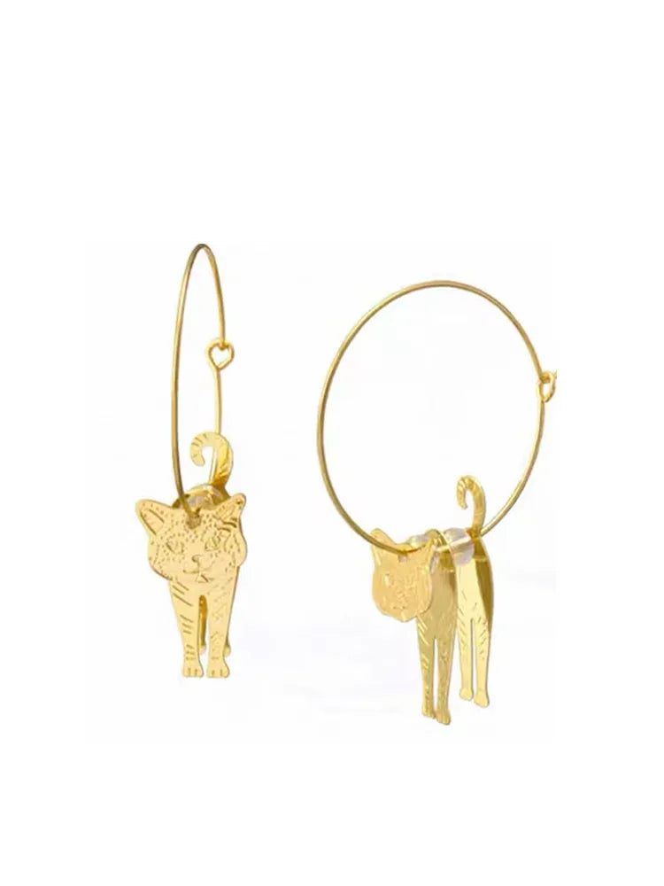 3D cat ear clip-on earrings Stud Dangle