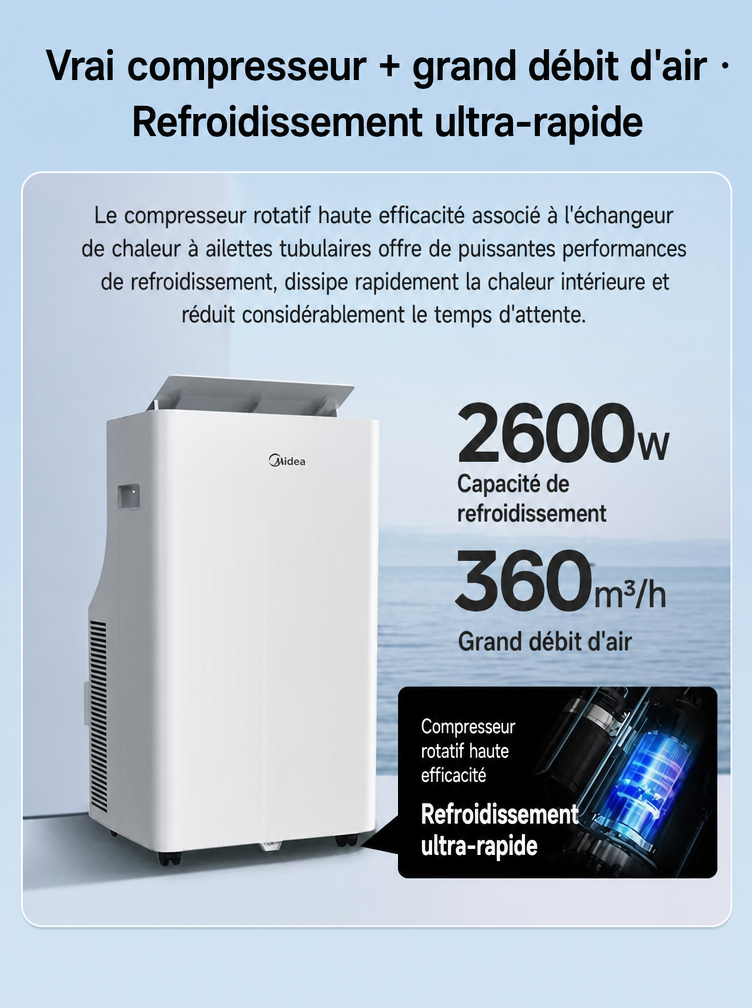 9000 BTU Low Noise Portable Air Climatiseurs portables | Delivery within 10-14 days