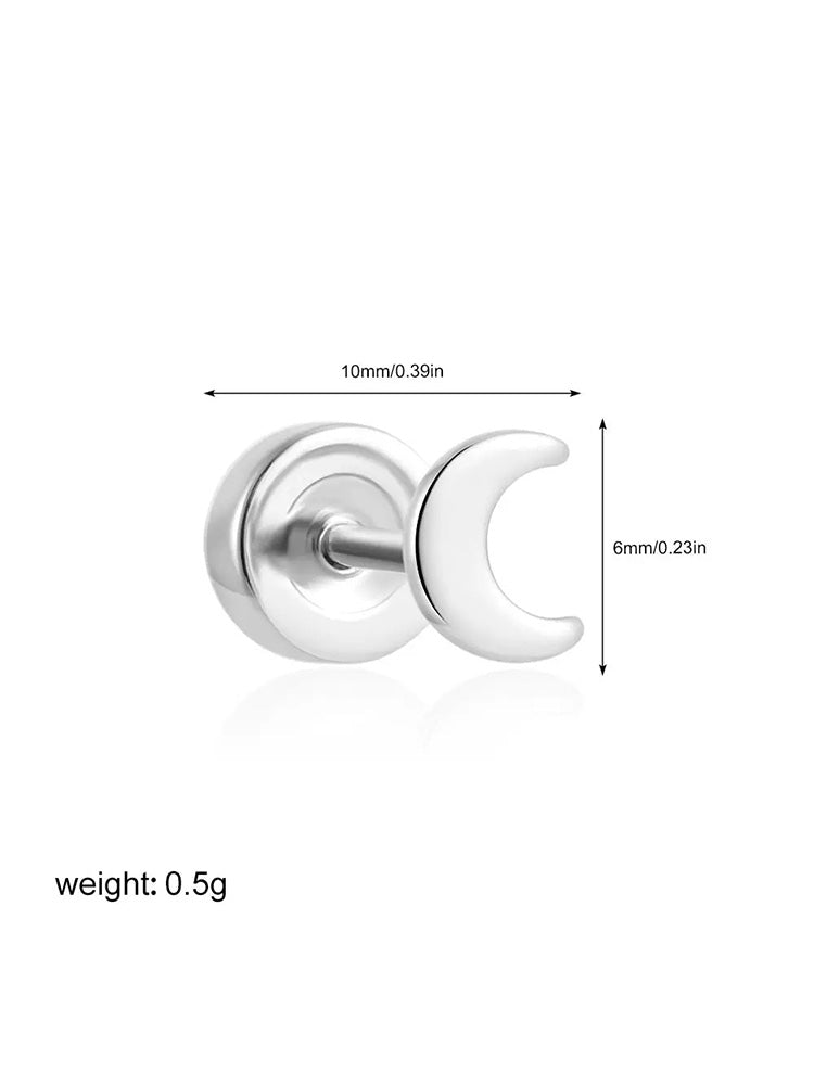 18k gold minimalist star moon sun stud earrings CZ Accents