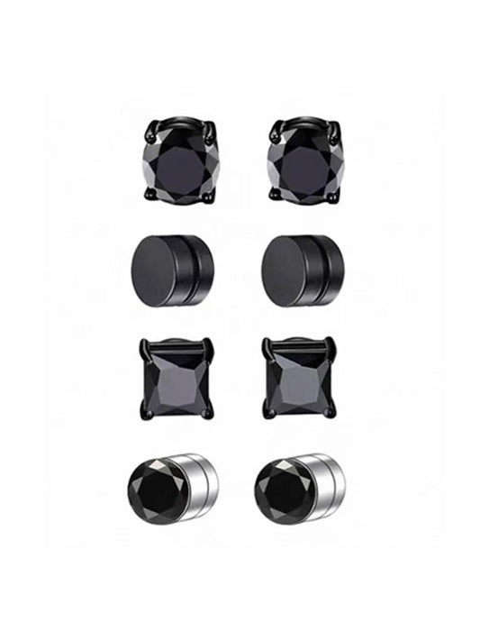 4 different black earring styles in one set