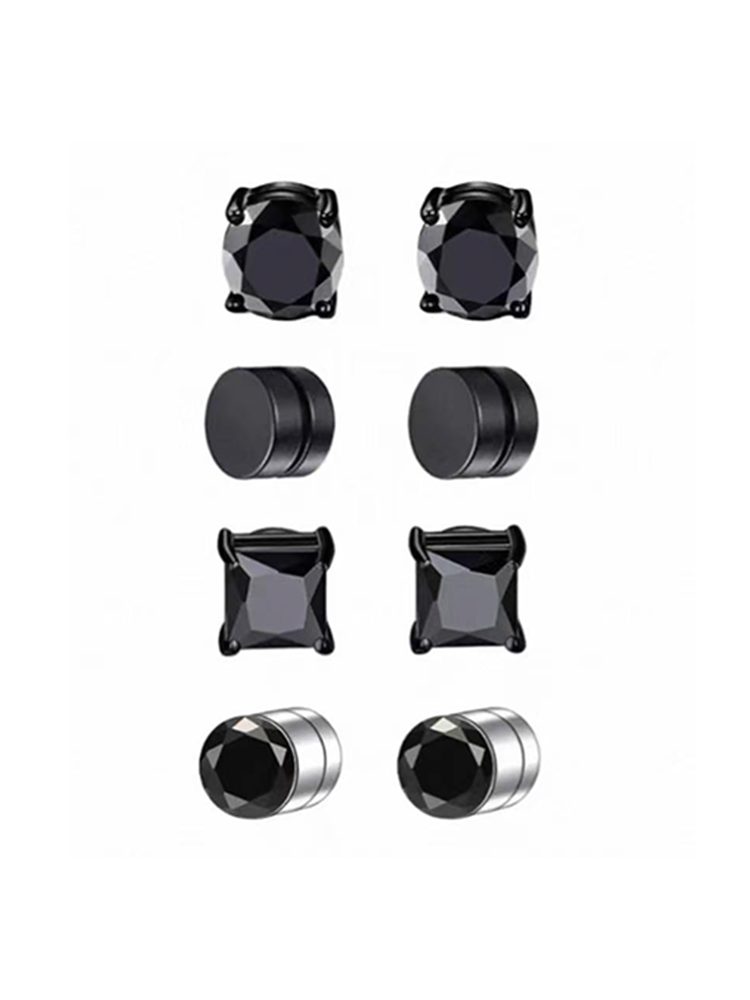 4 different black earring styles in one set
