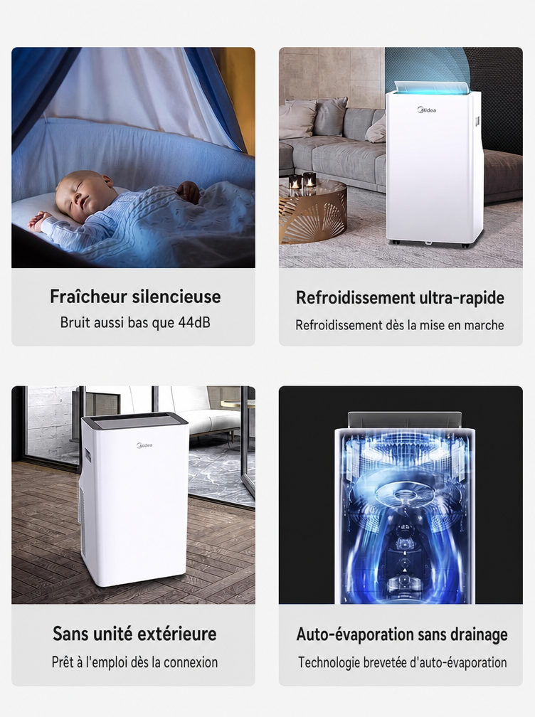 9000 BTU Low Noise Portable Air Climatiseurs portables | Delivery within 10-14 days