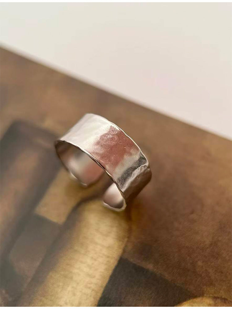 Ensemble de bagues ouvertes parisiennes en argent brossé à la main S925