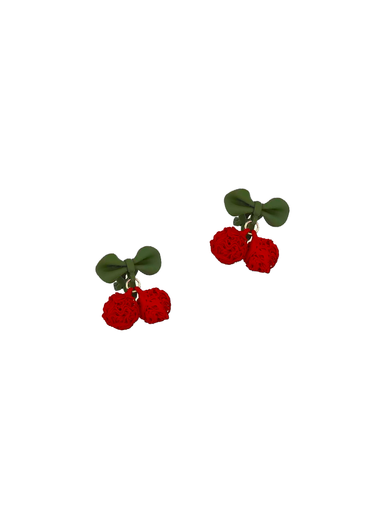 Boucles d'oreilles cerises rouges (puces et clips)