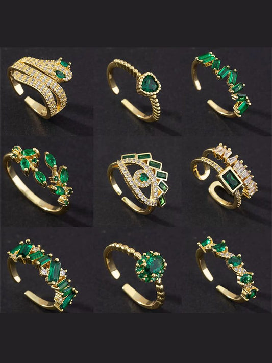 6-Piece Ring Set | Ring Box 18K gold- plated Anti-emerald ring