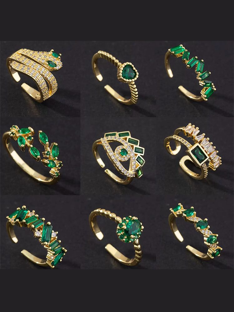 6-Piece Ring Set | Ring Box 18K gold- plated Anti-emerald ring