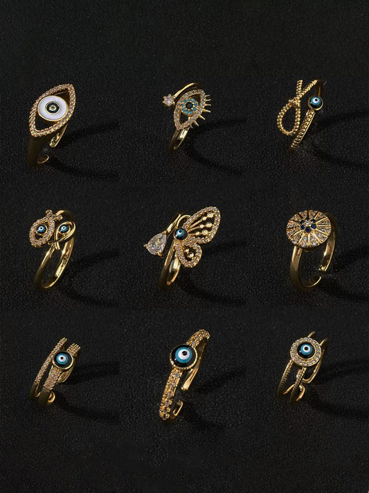 6-Piece Ring Set | Ring Box 18K gold- plated Eye Butterfly