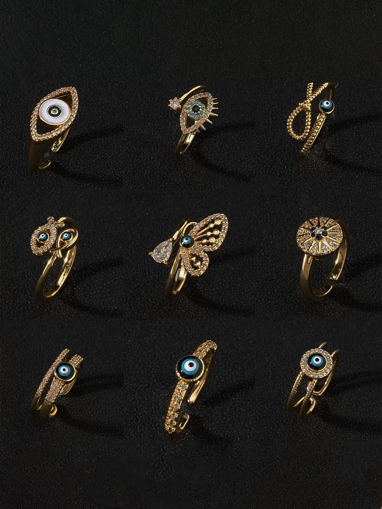 6-Piece Ring Set | Ring Box 18K gold- plated Eye Butterfly