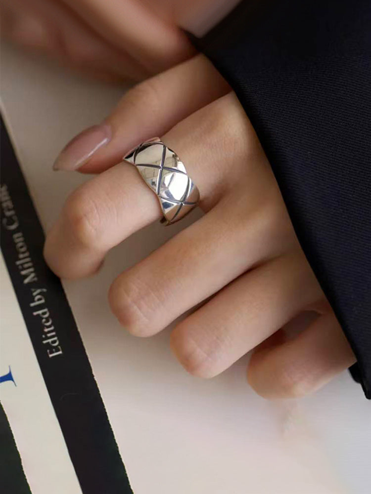 Ensemble de bagues ouvertes parisiennes en argent brossé à la main S925