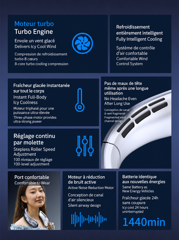 100-speed 16°C neck-mounted fan Type-C | 4-7 Day Delivery