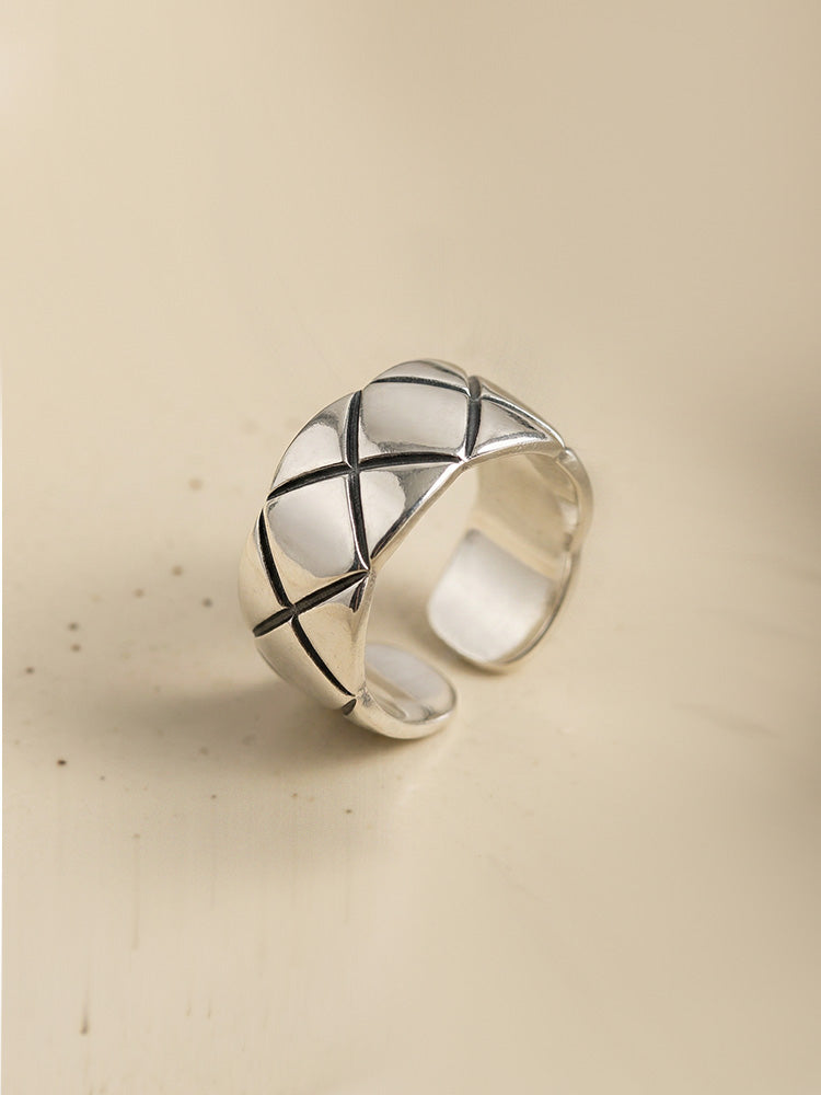 Ensemble de bagues ouvertes parisiennes en argent brossé à la main S925