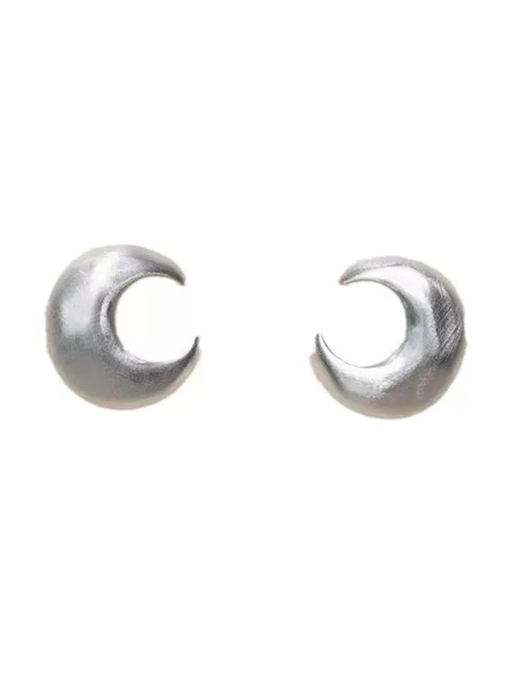925 Sterling Silver Handmade Moon Stud Earrings – Minimalist Silver Earrings