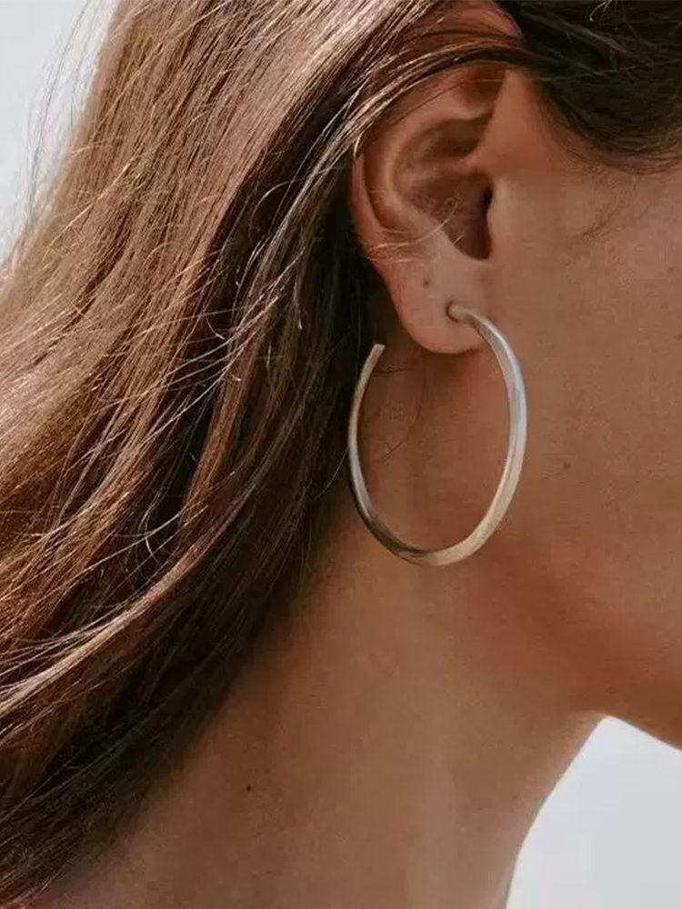 925 Sterling Silver Oversized Hoop Earrings – Minimalist Statement Large Hoops