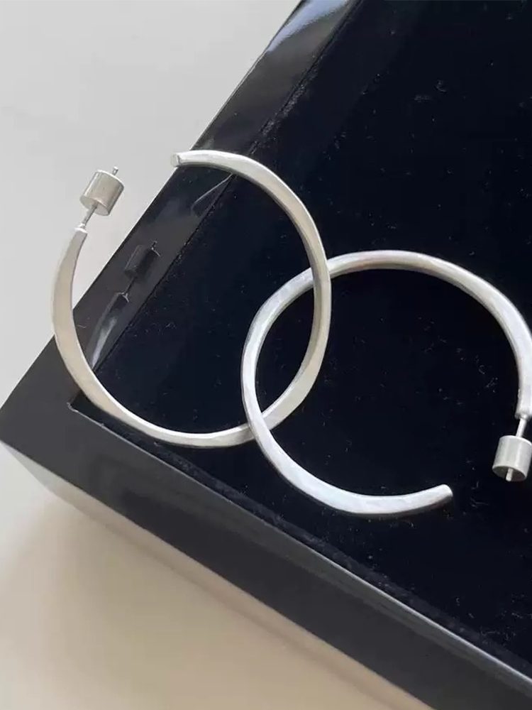 925 Sterling Silver Oversized Hoop Earrings – Minimalist Statement Large Hoops