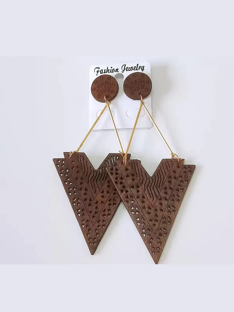 African wooden large earrings stud earrings for va - view 4