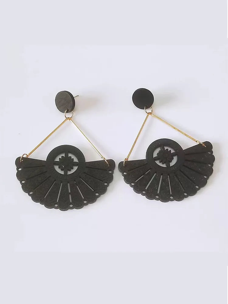 African wooden large earrings stud earrings for va - view 8