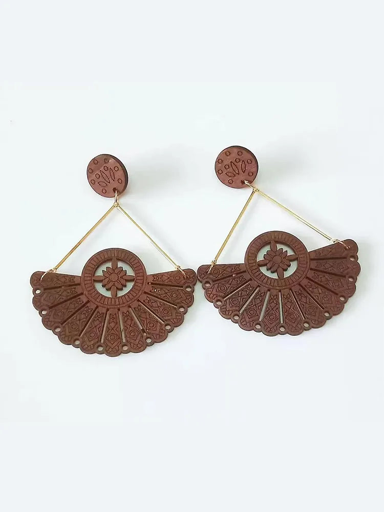 African wooden large earrings stud earrings for va - view 6